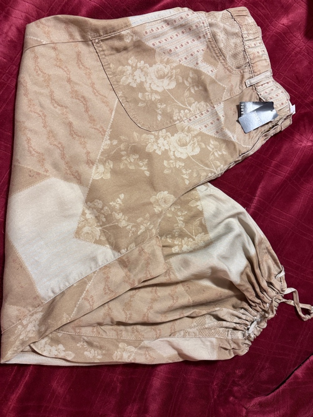 torrid Patchwork Print Wide-Leg Pants in Beige and Cream